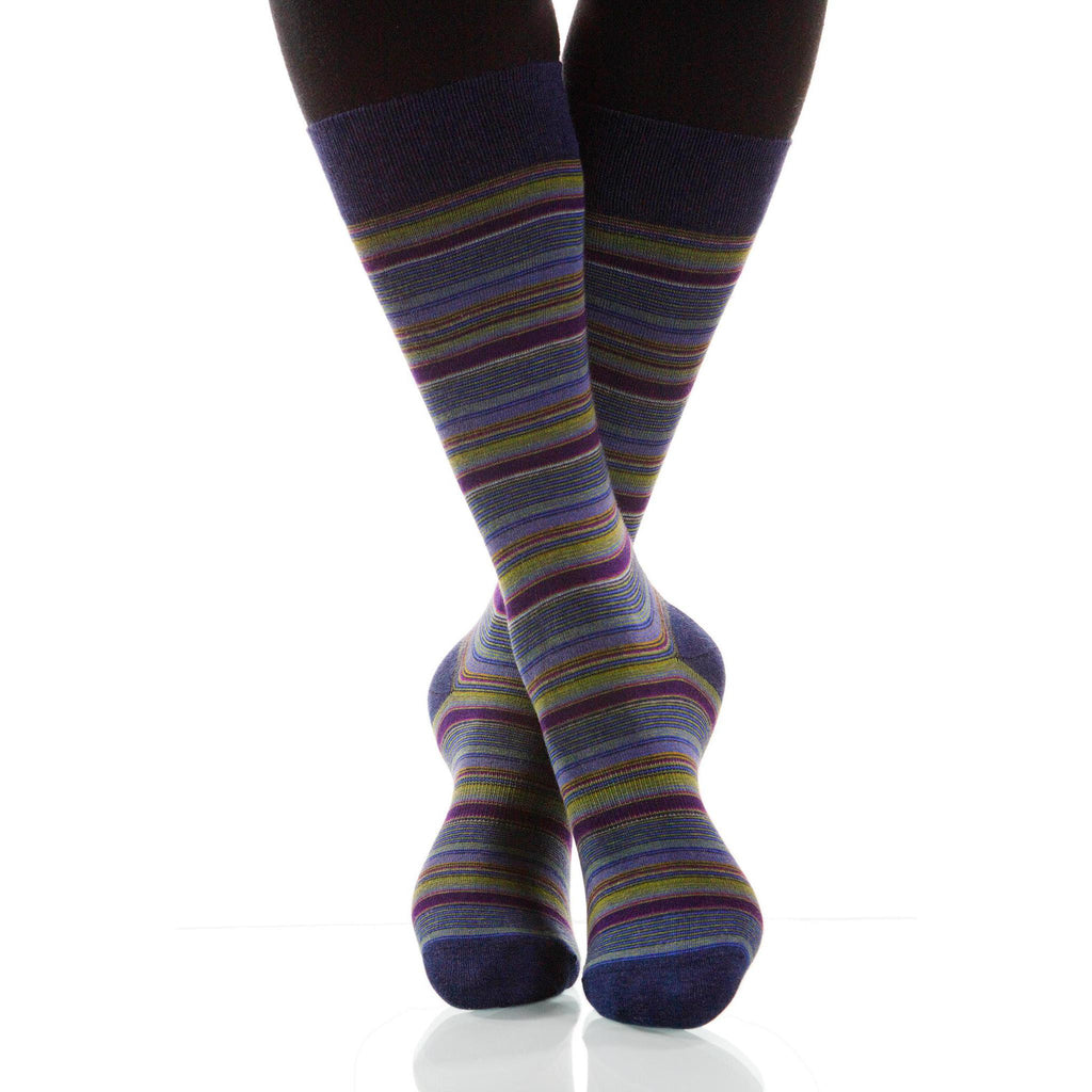 Cobalt Strata Socks; Men's or Women's Supima Cotton Blue/Violet XOAB