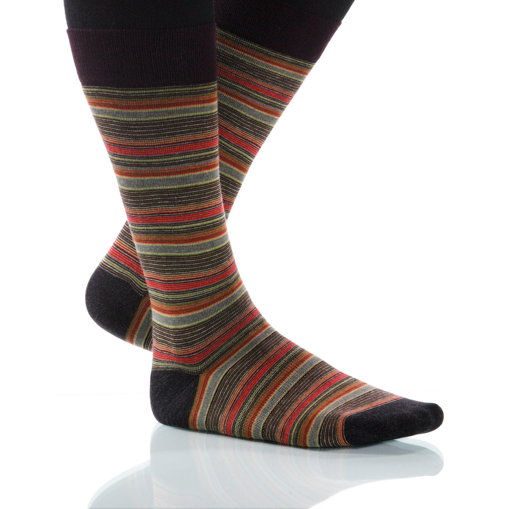 Tigereye Strata Socks; Men's or Women's Supima Cotton Orange/Red XOAB