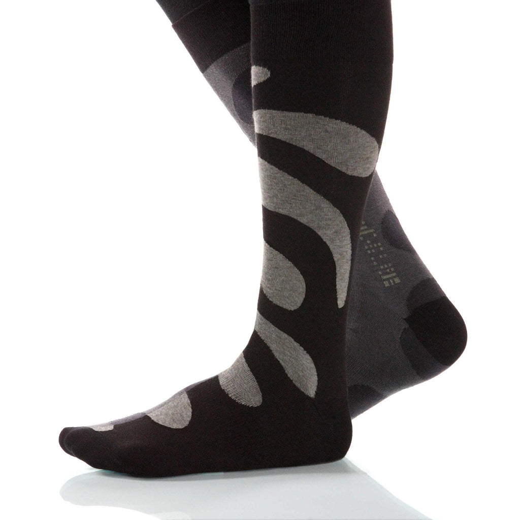 Gray Tango Socks; Men's or Women's Supima Cotton - Gray/Black - XOAB