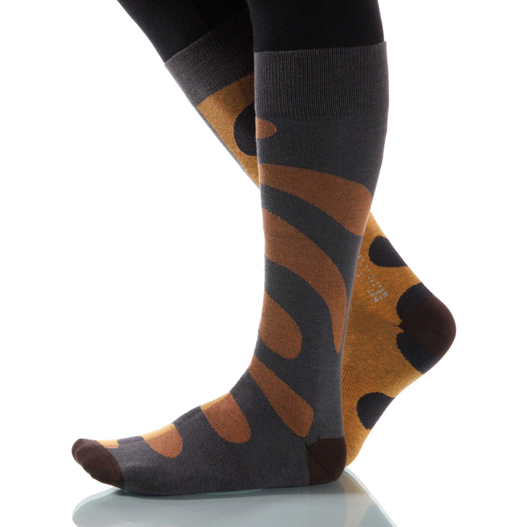 Tan Tango Socks; Men's or Women's Supima Cotton - Tan/Gray - XOAB