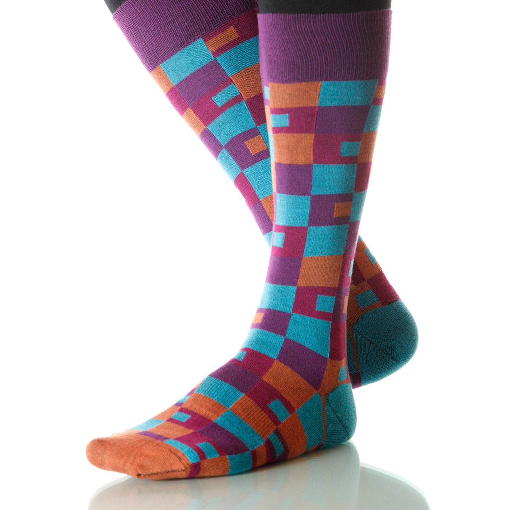 Sunset Taos Socks; Men's or Women's Merino Wool Purple/Orange XOAB