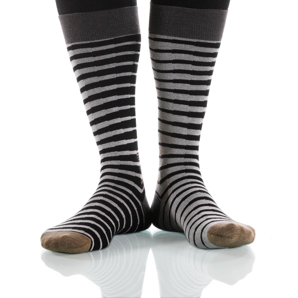 Black & White Zebra Socks; Men's or Women's Supima Cotton Black XOAB