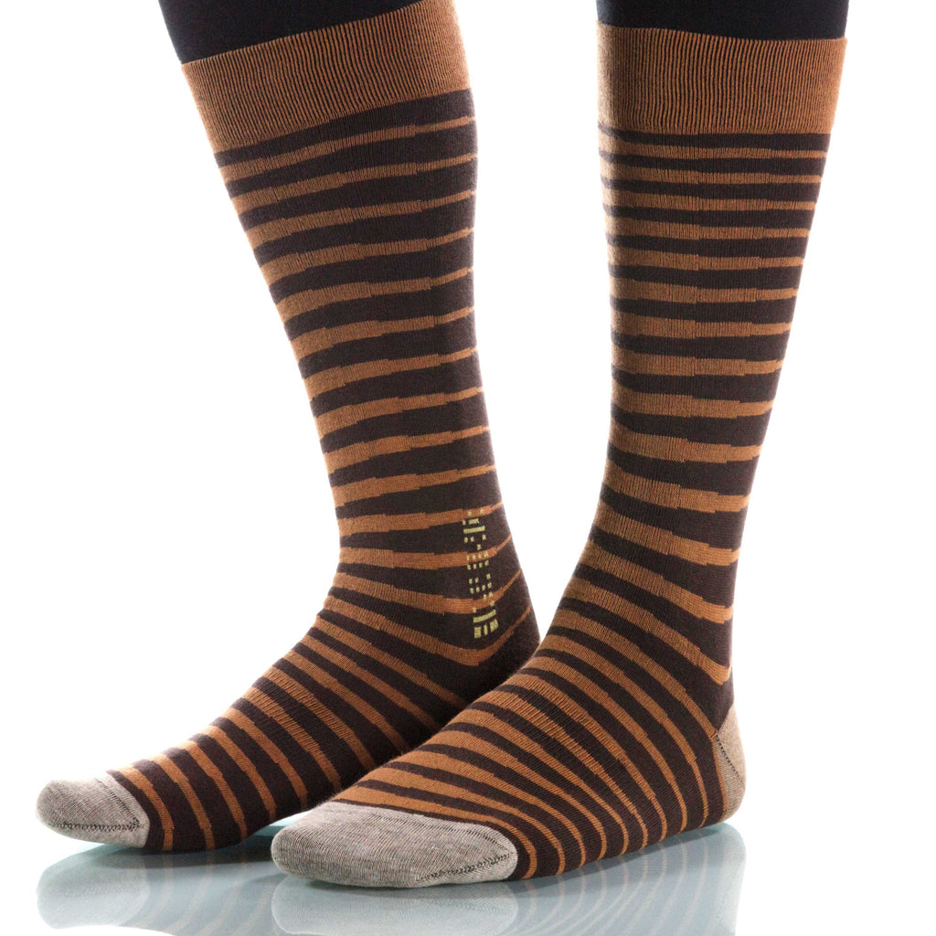 Cacao Zebra Socks; Men's or Women's Supima Cotton - Tan/Brown - XOAB