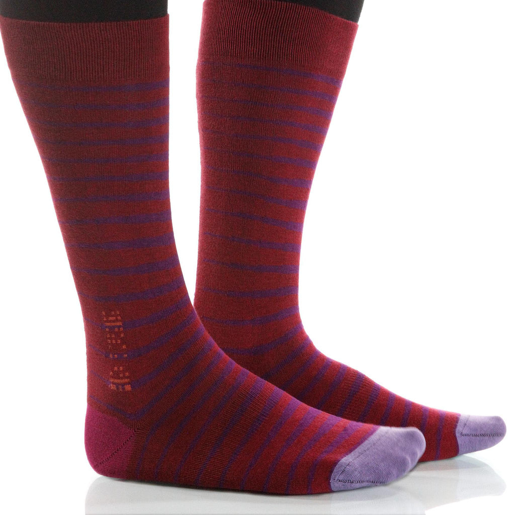 Wine Zebra Socks; Men's or Women's Supima Cotton - Red/Violet - XOAB