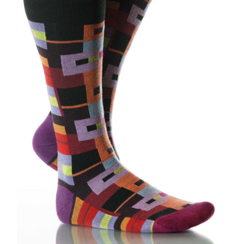 Kandinsky Bauhaus Socks; Men's or Women's Merino Wool Black/Red XOAB