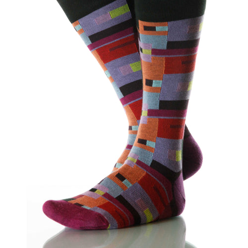 Kandinsky Bauhaus Socks; Men's or Women's Merino Wool Black/Red XOAB