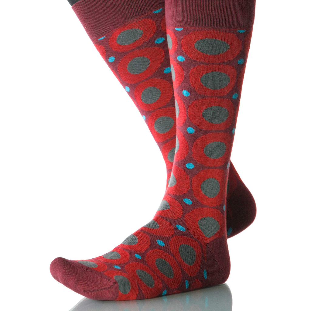 Crimson Calamaro Socks; Men's or Women's Merino Wool - Red - XOAB