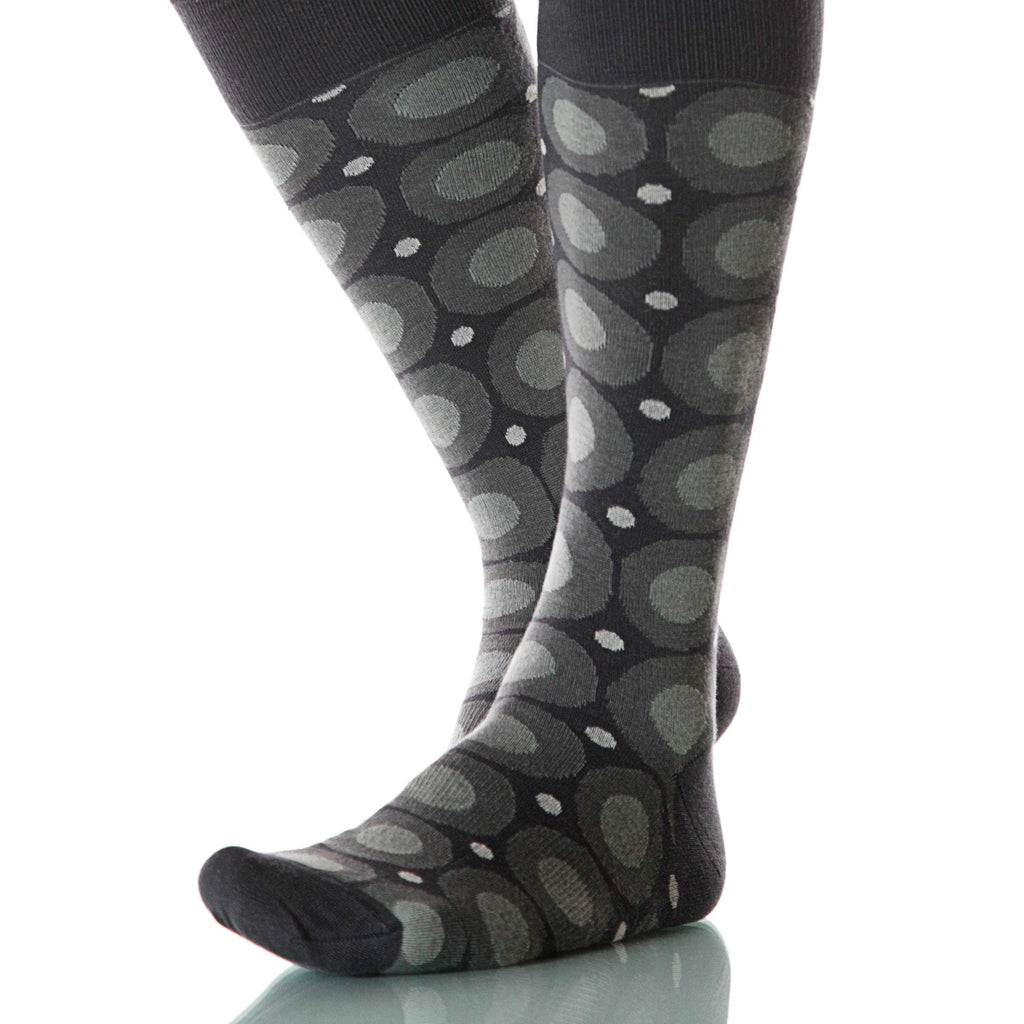 Ink Calamaro Socks; Men's or Women's Merino Wool - Gray/Black - XOAB