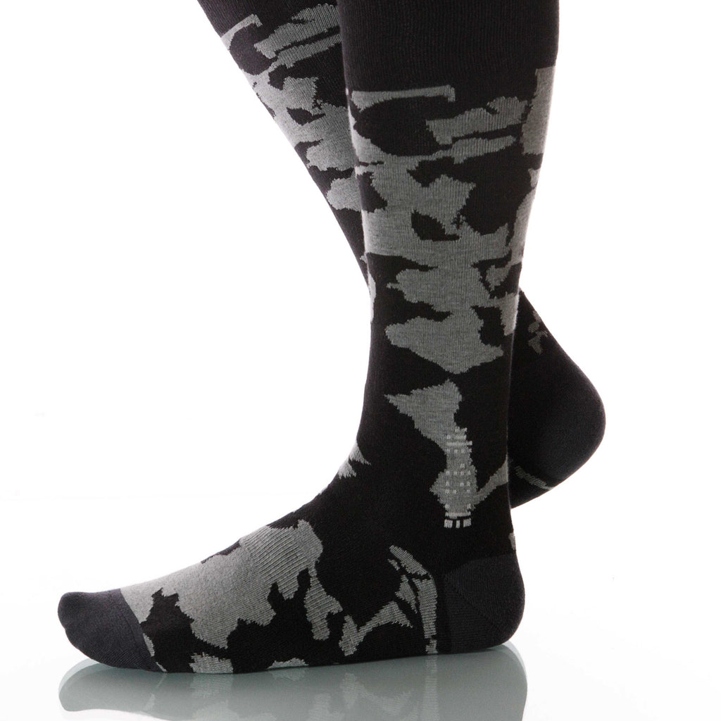 Smoke Canopy Socks; Men's or Women's Supima Cotton - Gray/Black - XOAB