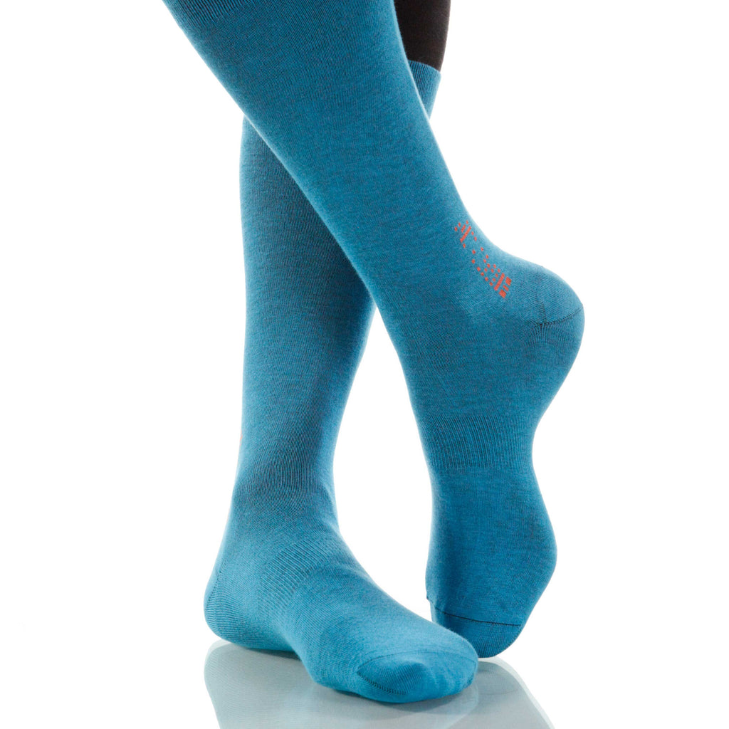 Caribbean Solid Socks; Men's or Women's Supima Cotton - Blue - XOAB