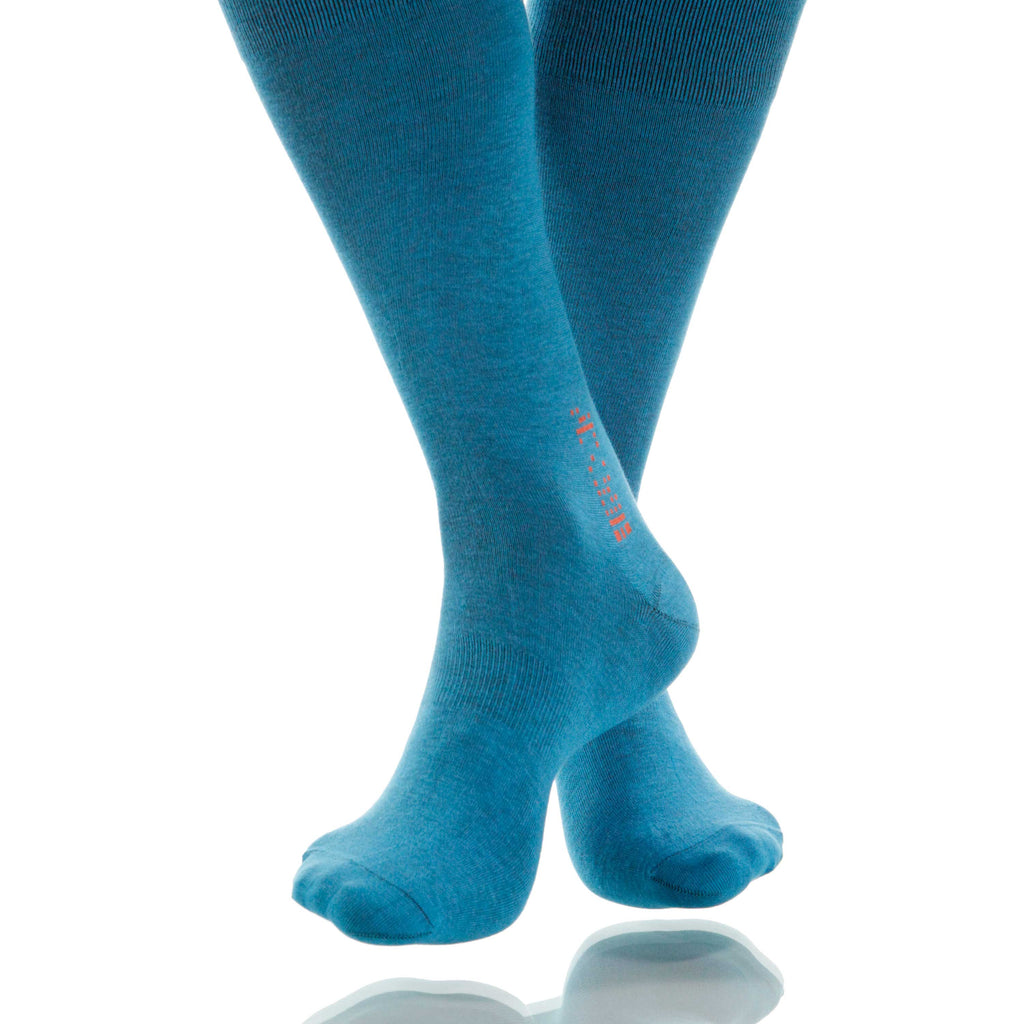 Caribbean Solid Socks; Men's or Women's Supima Cotton - Blue - XOAB
