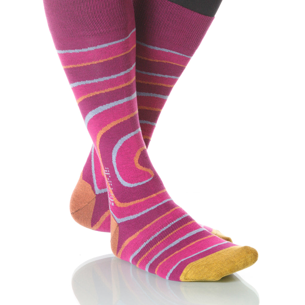 Carlotta Pink Vertigo Socks; Men's or Women's Supima Cotton Pink XOAB
