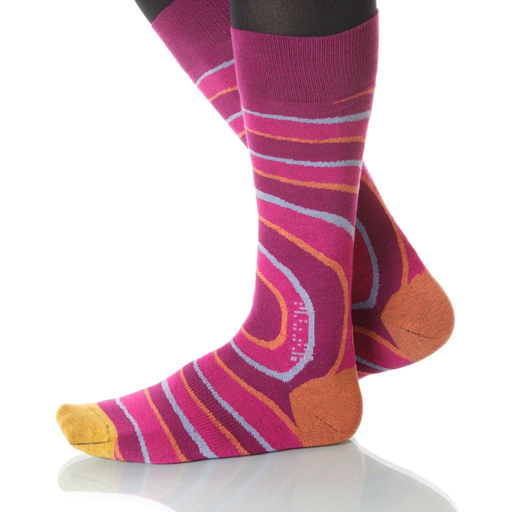 Carlotta Pink Vertigo Socks; Men's or Women's Supima Cotton Pink XOAB