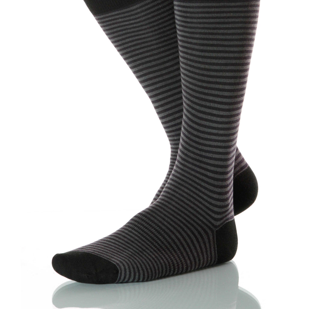 Charcoal Dress Stripe Socks; Men's or Women's Merino Wool Gray XOAB