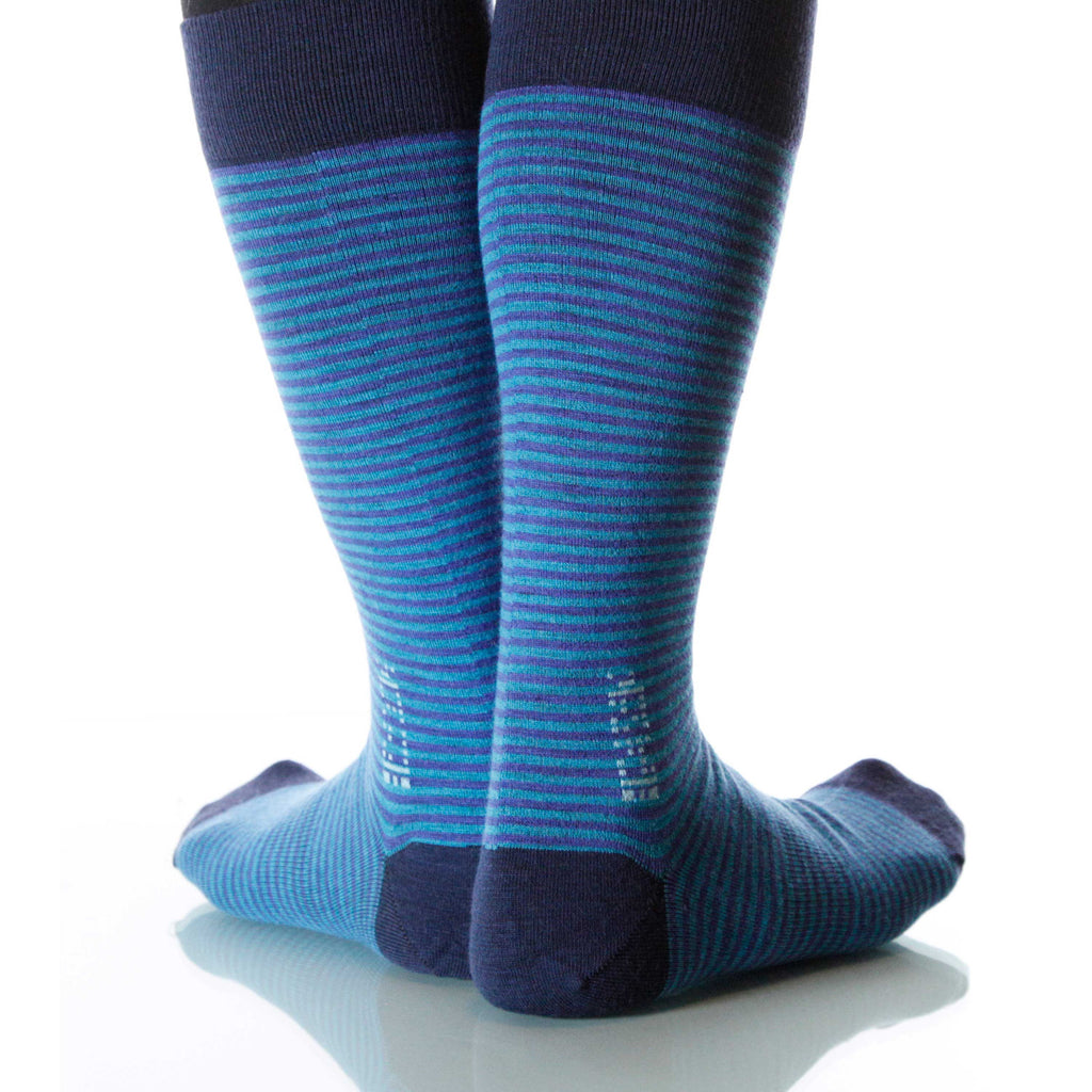 Royal Blue Dress Stripe Socks; Men's or Women's Supima CottonBlueXOAB