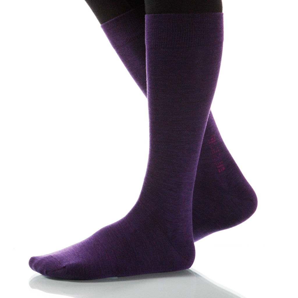 Eggplant Solid Socks; Men's or Women's Supima Cotton - Violet - XOAB