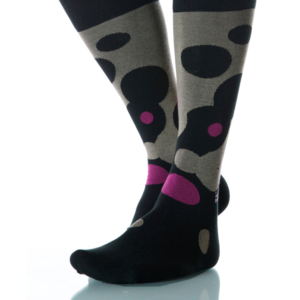 Ouzo Fizz Socks; Men's or Women's Supima Cotton Black/Pink/Brown XOAB