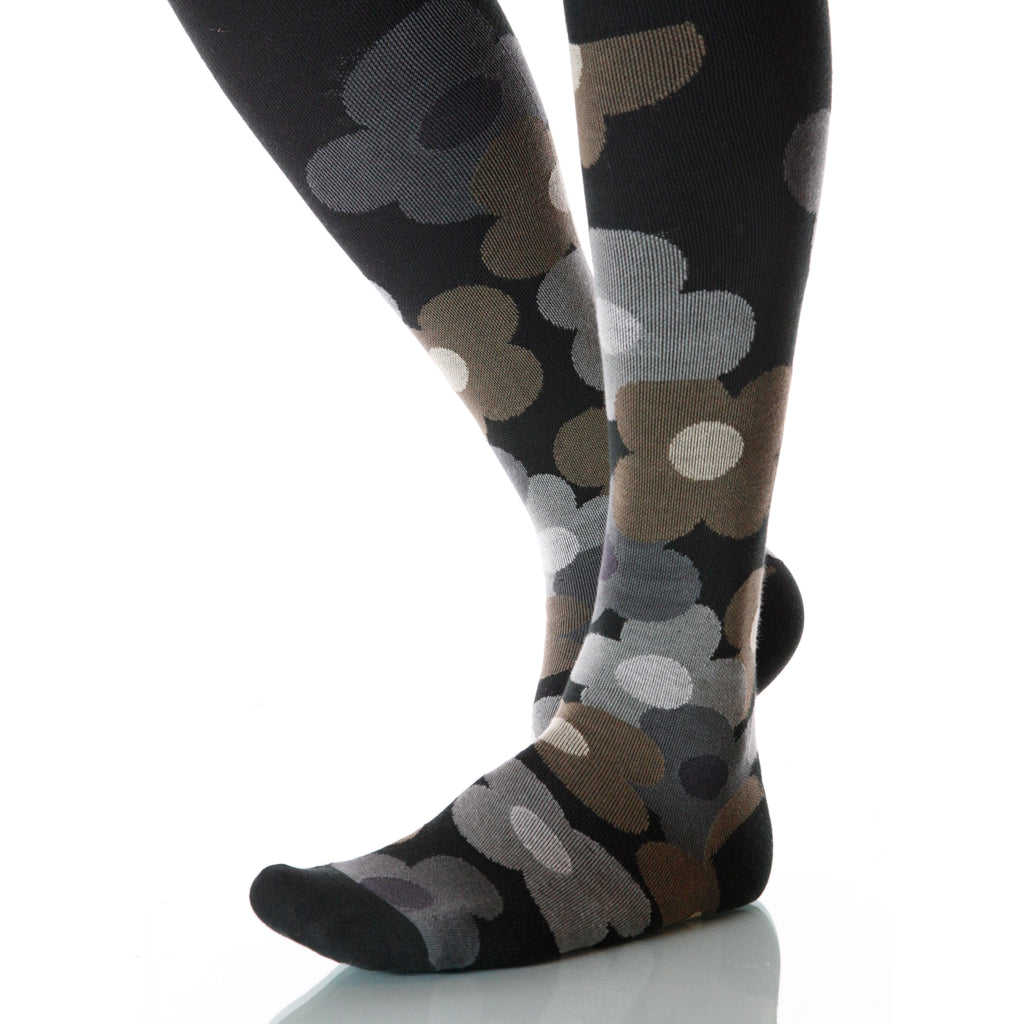 Nightshade Flora Socks; Men's or Women's Supima Cotton - Gray - XOAB