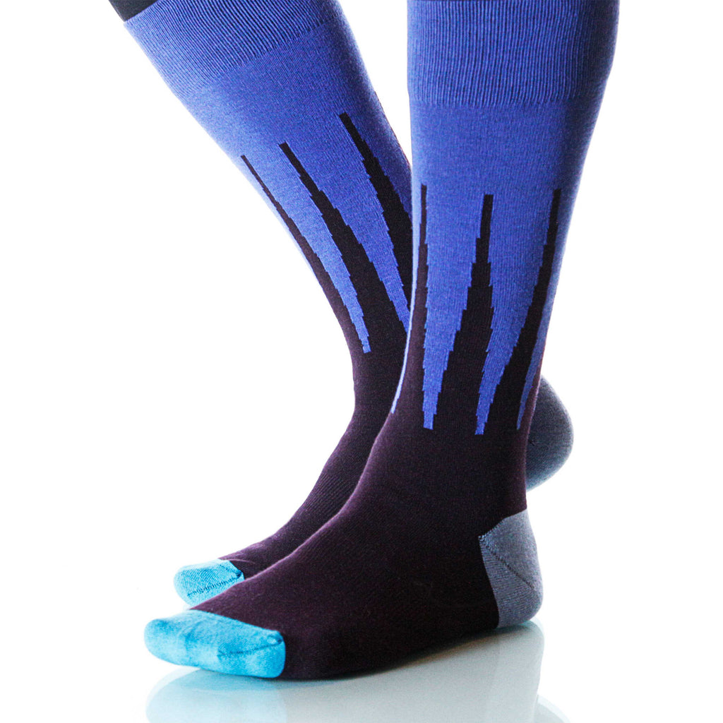 Blue Harlequin Socks; Men's or Women's Supima Cotton - Blue - XOAB
