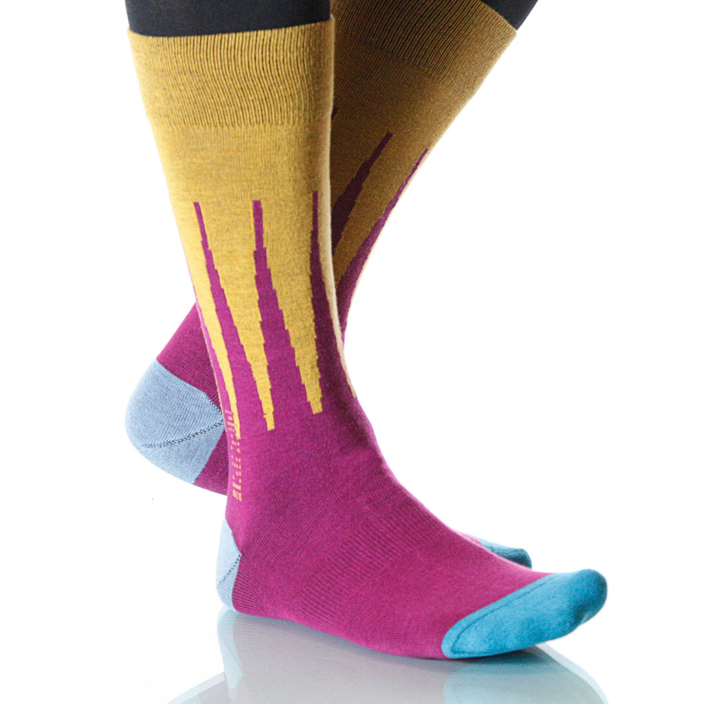 Fuchshia Harlequin Socks; Men's or Women's Merino Wool XOAB