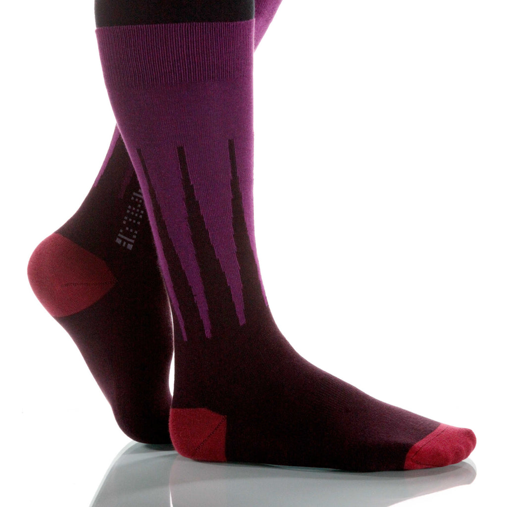 Plum Harlequin Socks; Men's or Women's Merino Wool - Violet - XOAB