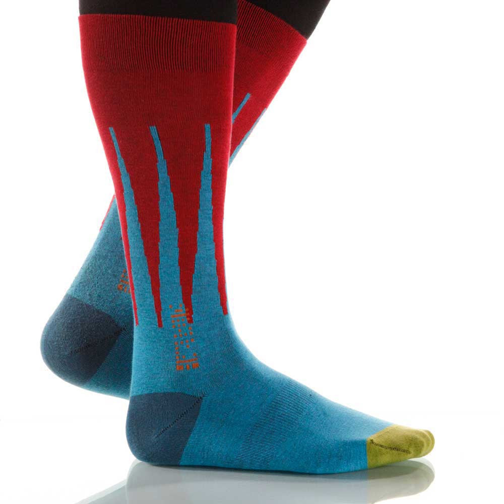 Superhero Harlequin Socks; Men's or Women's Supima Cotton Red XOAB