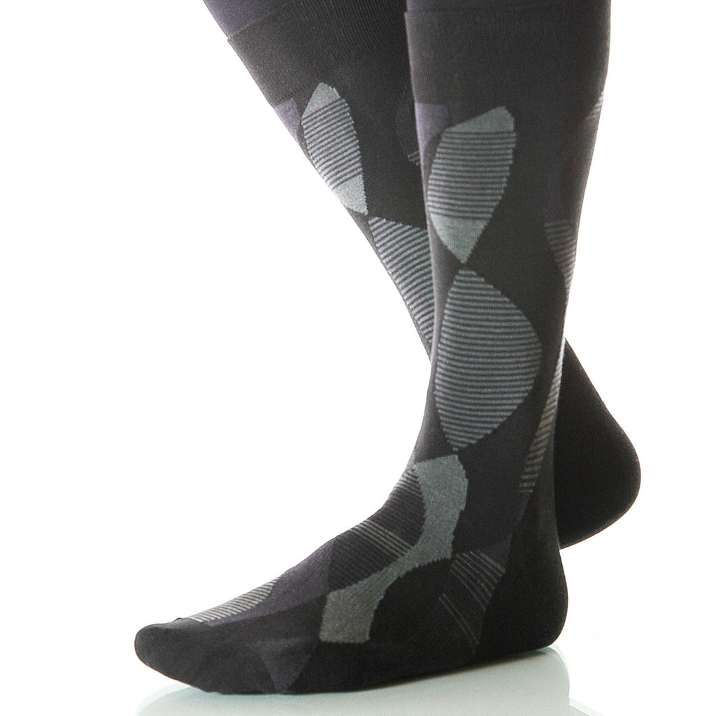 Black Helix Socks; Men's or Women's Supima Cotton - Gray/Black - XOAB