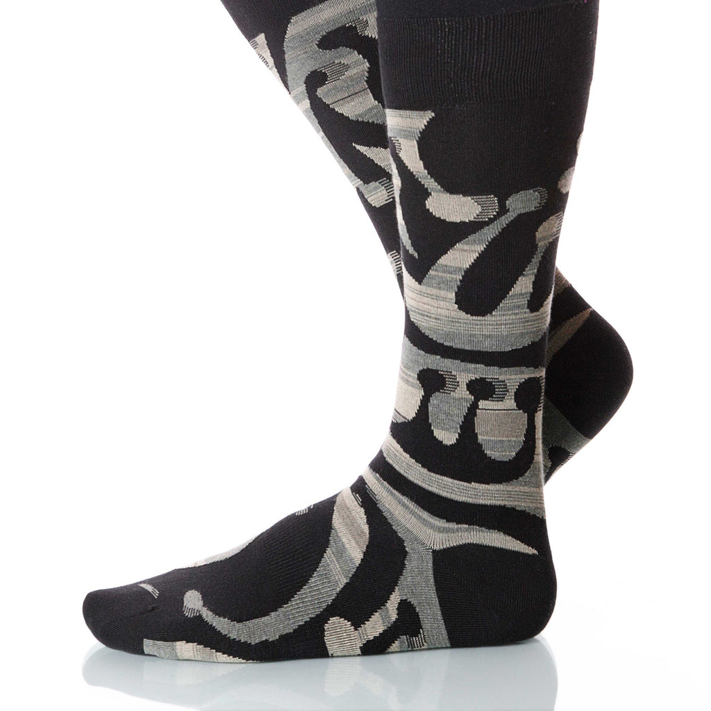 Anise Jesterville Socks; Men's or Women's Supima Cotton Black XOAB