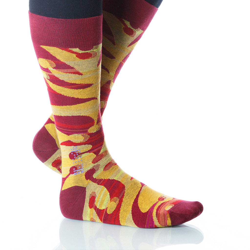 Sangria Jesterville Socks; Men's or Women's Supima Cotton Red XOAB