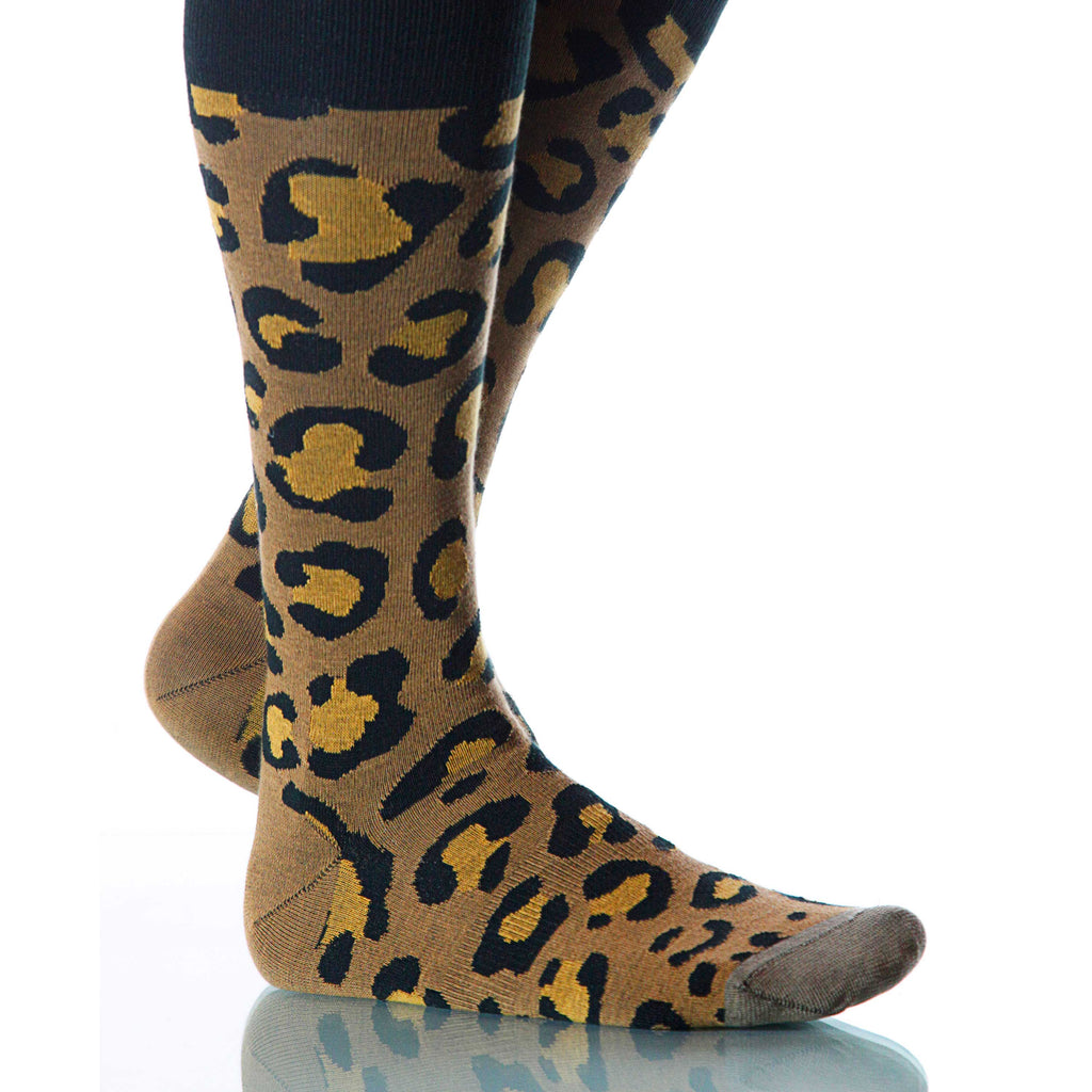 Classic Leopard Socks; Men's or Women's Merino Wool Yellow/Black XOAB