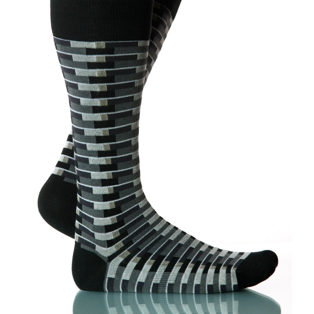 Night Singapore Socks; Men's or Women's Merino Wool Black/Gray XOAB