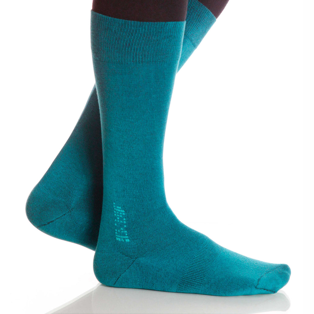 Teal Solid Socks; Men's or Women's Supima Cotton - Blue - XOAB
