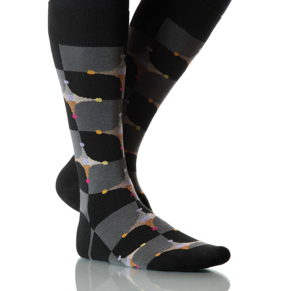 Black Stardust Socks; Men's or Women's Merino Wool - Black - XOAB