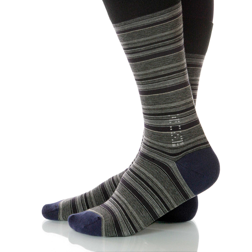 Anthracite Strata Socks; Men's or Women's Supima Cotton Gray XOAB