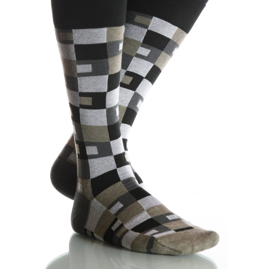 Desert Taos Socks; Men's or Women's Supima Cotton Tan/Gray/Brown XOAB