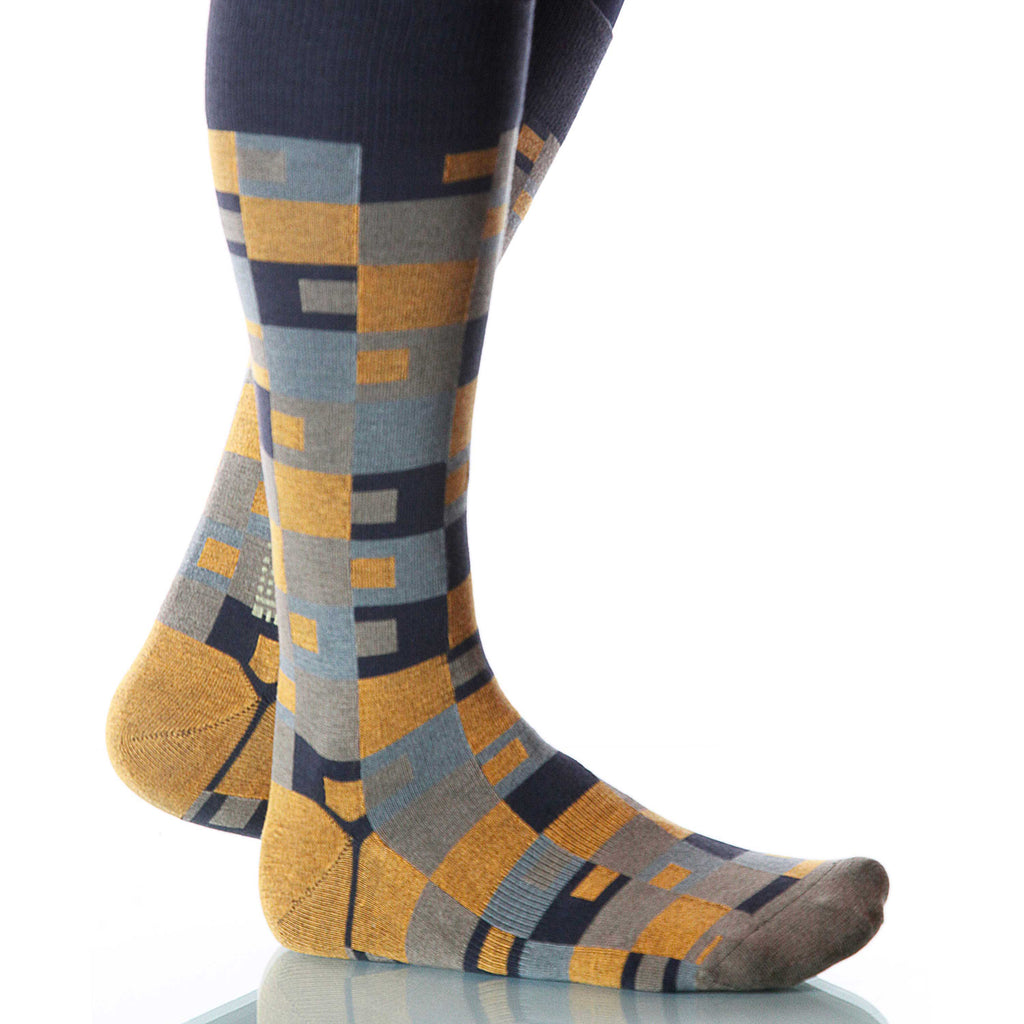Sienna Taos Socks; Men's or Women's Merino Wool Yellow/Black/Gray XOAB