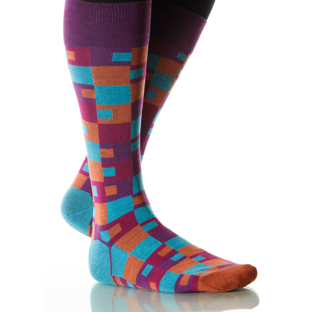 Sunset Taos Socks; Men's or Women's Merino Wool Purple/Orange XOAB