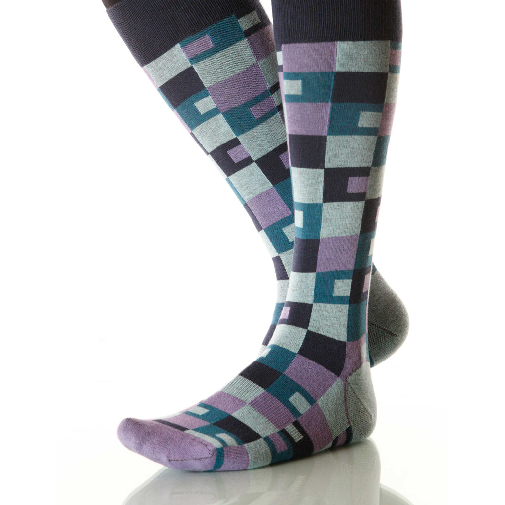 Twilight Taos Socks; Men's or Women's Merino Wool Blue/Purple XOAB