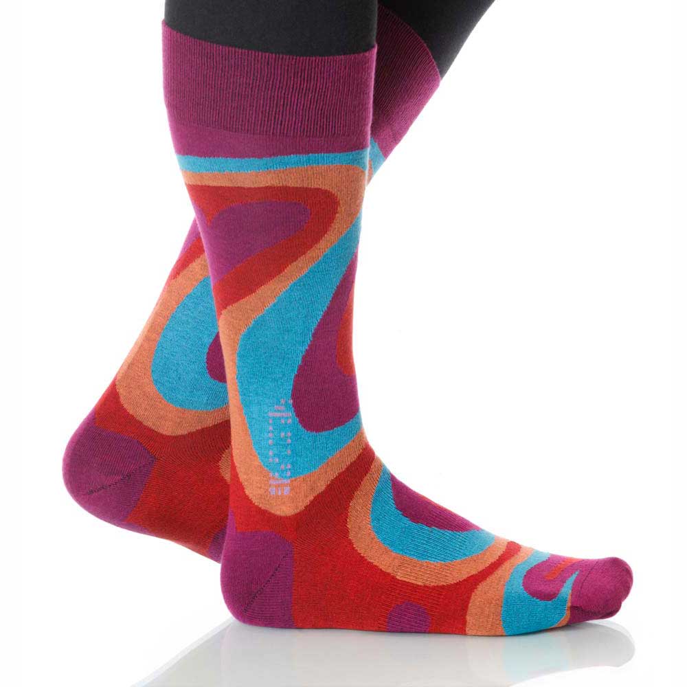 Ruby Valentine Socks; Men's or Women's Merino Wool Red/Blue XOAB