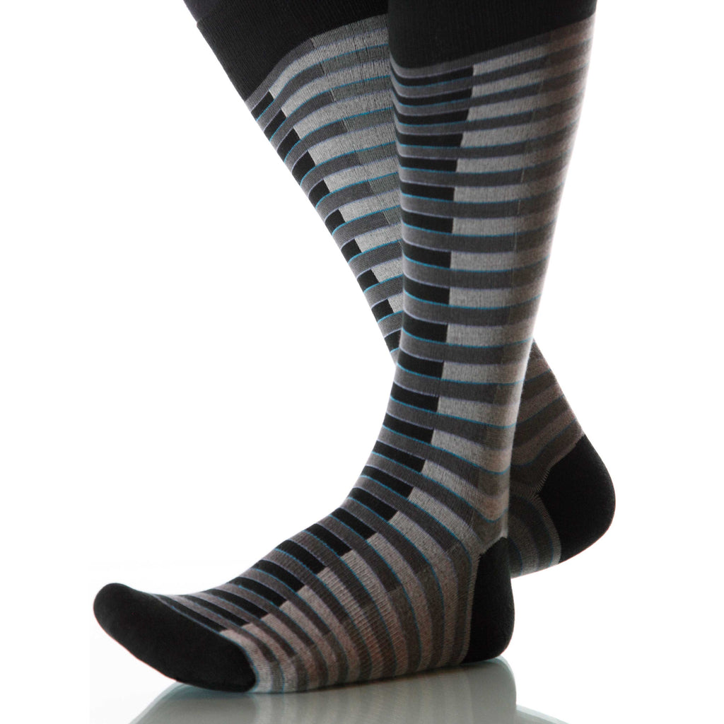 Opera Venetian Socks; Men's or Women's Merino Wool - Gray/Black - XOAB