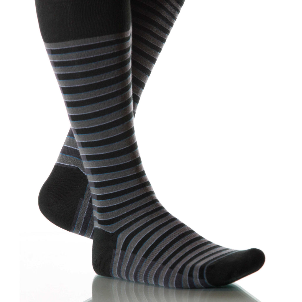 Opera Venetian Socks; Men's or Women's Merino Wool - Gray/Black - XOAB
