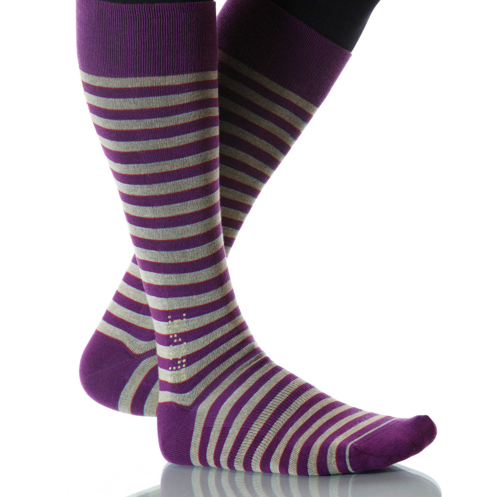 Carousel Venetian Socks; Men's or Women's Merino Wool - Purple - XOAB