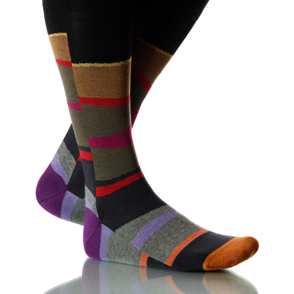 Canyon Vista Socks; Men's or Women's Merino Wool Black/Red/Brown XOAB
