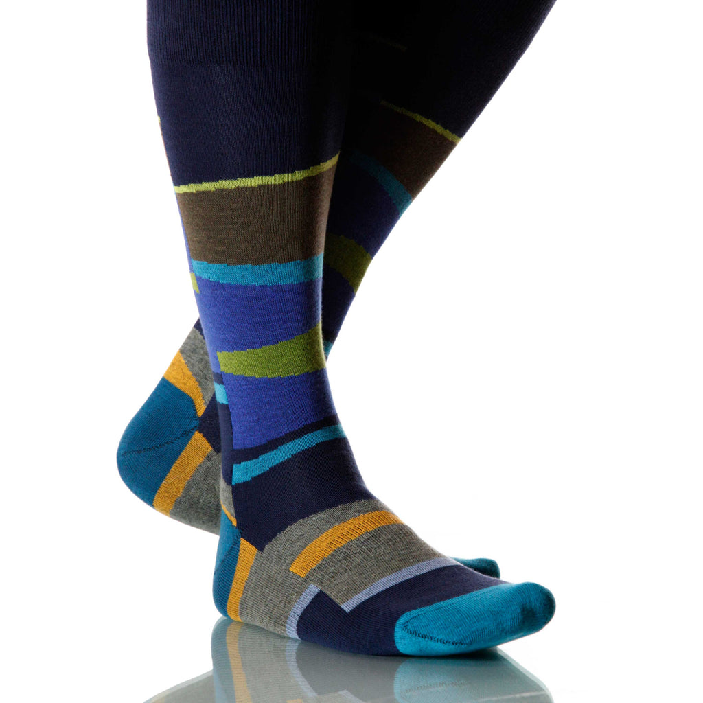 Ocean Vista Socks; Men's or Women's Merino Wool - Blue/Green - XOAB