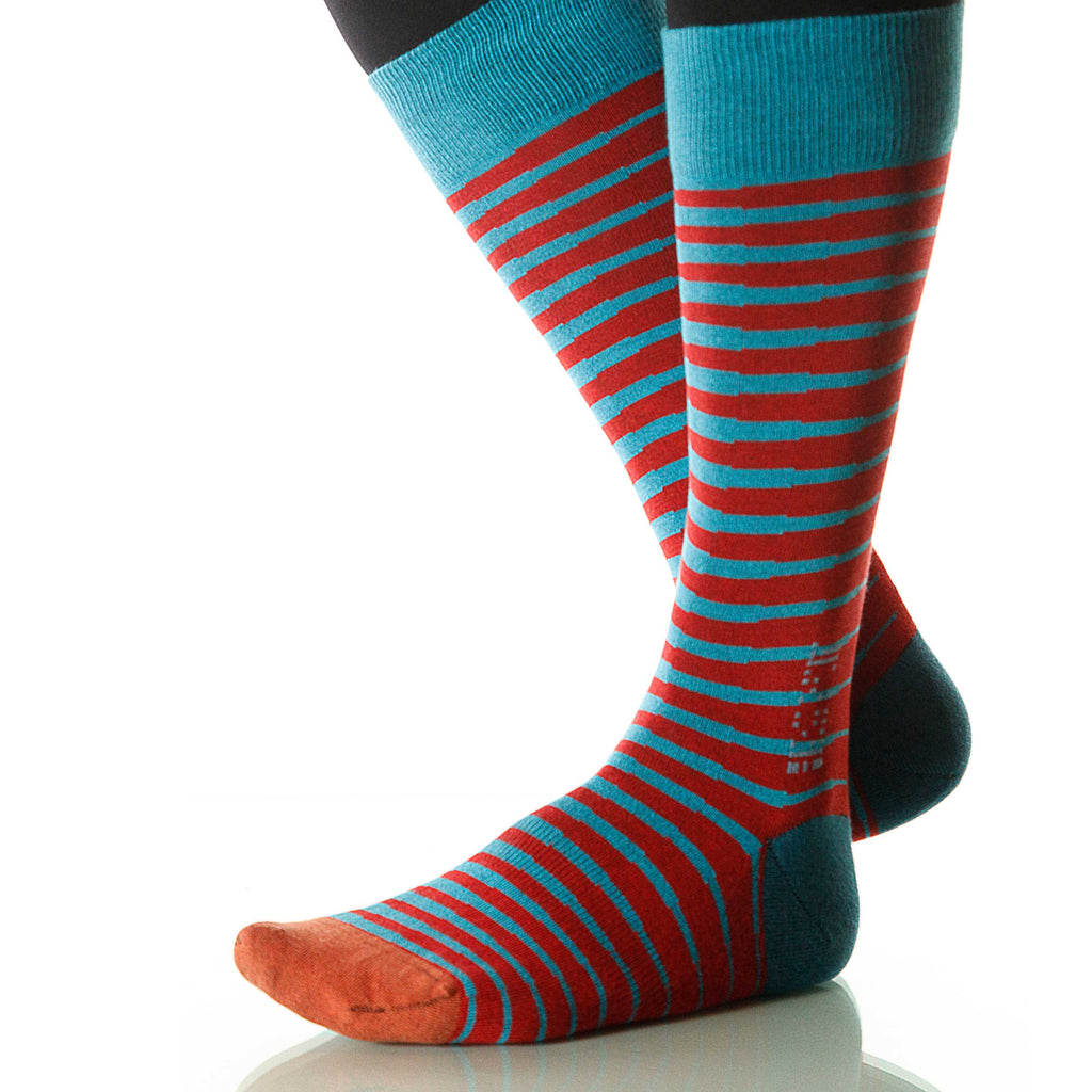 Superhero Zebra Socks; Men's or Women's Merino Wool - Red/Blue - XOAB